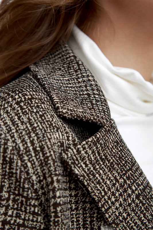 Giacca Blazer Donna Pied de Poule Grigio-Nero -