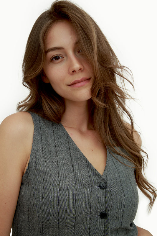 Gilet grigio gessato