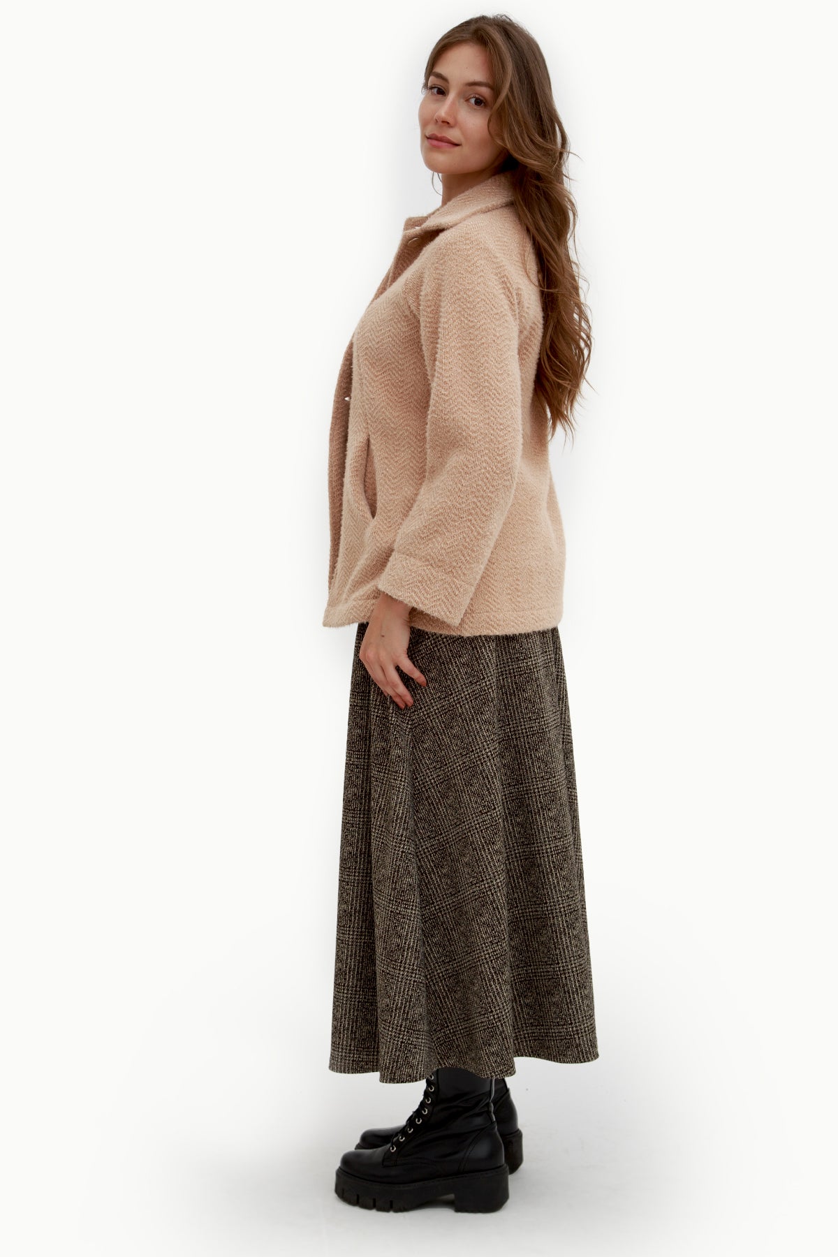 Blazer rosa Oversize in tessuto bouclé