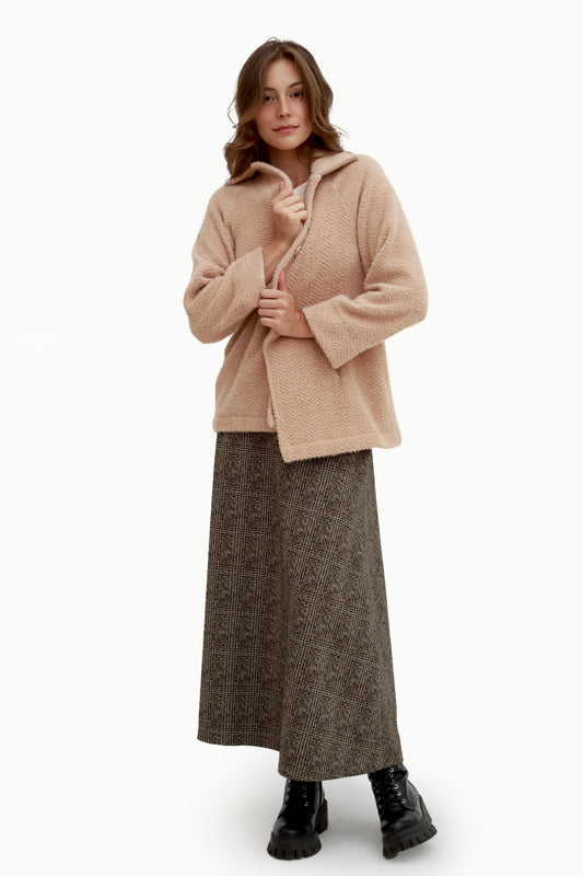 Blazer rosa Oversize in tessuto bouclé